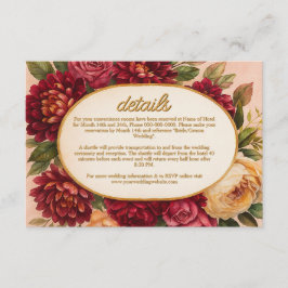 Burgundy Blommigt Watercolor Bröllop Tilläggskort