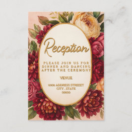 Burgundy Blommigt Watercolor Bröllop Tilläggskort