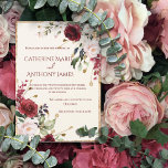 Burgundy Blommigt Watercolor Guld Bröllop Inbjudningar<br><div class="desc">Vackert och Elegant blommönster med vattenfärg i burgundy och pik med faux rustic guld försköning. Så sofistikerad och chic. Perfekt för alla säsonger. 100 % kundtillfredsställelse med "Zazzle" varje dag.</div>