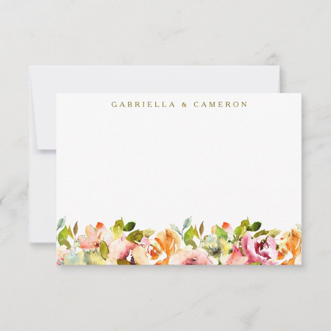 Burgundy-Blommigten Botaniskt vattenfärg Bröllop Tack Kort (Framsida)