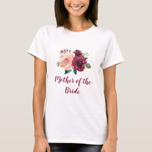  Burgundy-Blommigten Budens mamma T Shirt