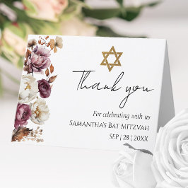 Burgundy-Blommigtens höstpil Bat mitzvah Tack Kort