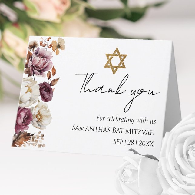 Burgundy-Blommigtens höstpil Bat mitzvah Tack Kort (Skapare uppladdad)