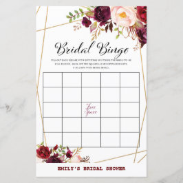 Burgundy blommor Bröllopsdusch spel UTRYCKT
