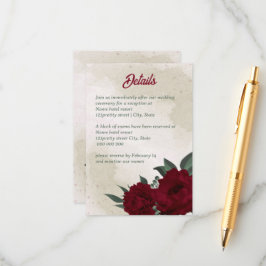 Burgundy Blommor greenery bröllop Tilläggskort