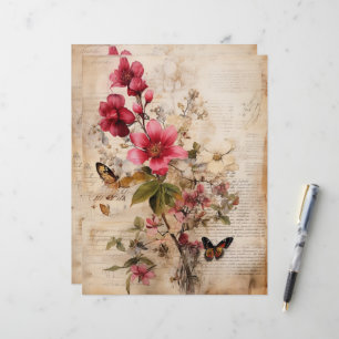 Burgundy-blommor kollage på beklädnad ser bakgrund