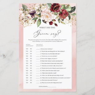 Burgundy blomster boho Vad brudgummen sa Spelet