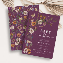 Burgundy Bloom Baby Shower Inbjudningar