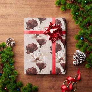 Burgundy Bloom | Djupt rött botaniskt blomster Presentpapper