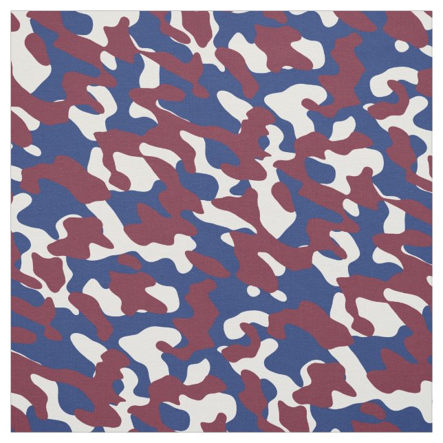 Burgundy, Blue and White Camo Tyg (Provkarta)