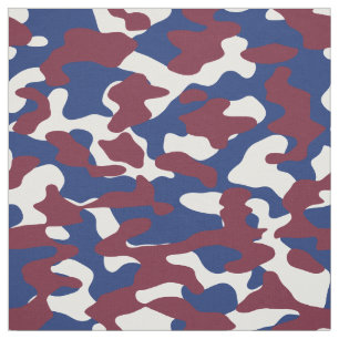 Burgundy, Blue and White Camo Tyg