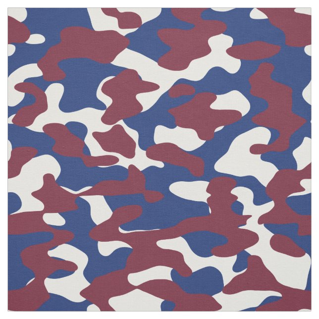 Burgundy, Blue and White Camo Tyg (Provkarta)