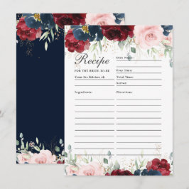 Burgundy  Blue Blommigt Recification for Bride Car Tack Kort