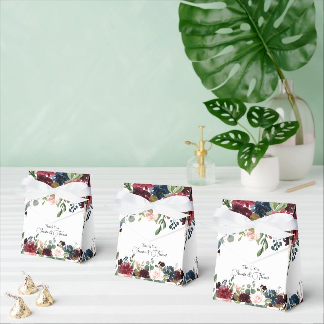 Burgundy & Blue English Flowers Bröllop Presentaskar (Multipel)