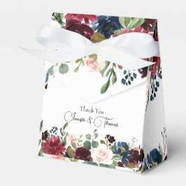 Burgundy & Blue English Flowers Bröllop Presentaskar