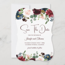Burgundy & Blue English Flowers Bröllop