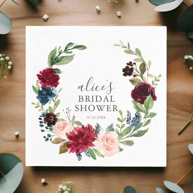 Burgundy Blue Garden Möhippa Pappersservett (Skapare uppladdad)