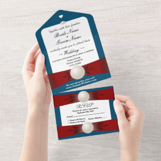 Burgundy & Blue Pearl Ribbon Bröllop & OSA - allt