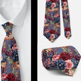 Burgundy Blue Periwinkle Rosa Blommigt Slips