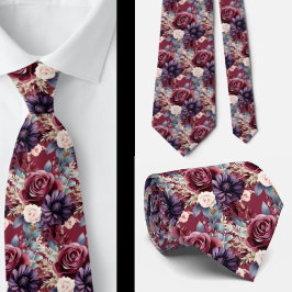 Burgundy Blue Periwinkle Rosa Blommigt Slips