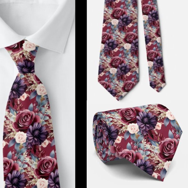 Burgundy Blue Periwinkle  Rosa Blommigt Slips (Skapare uppladdad)