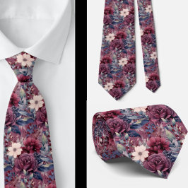 Burgundy Blue Periwinkle Rosa Blommigt Slips