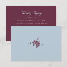 Burgundy Blue Vineyard QR-svarskort för bröllop