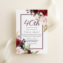 Burgundy Blush Blommig 40-års bröllopsjubileum