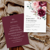 Burgundy & Blush Blommig Allt-i-ett Bröllop
