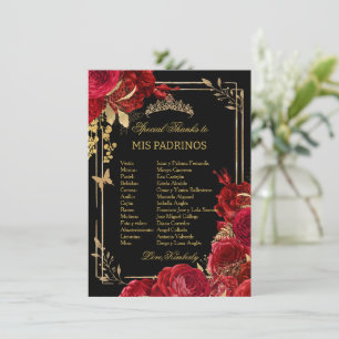 Burgundy Blush Blommig QUINCEAÑERA Faddrar Kort