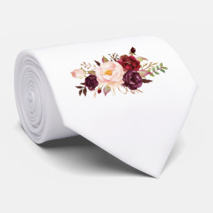 Burgundy Blush Blommiga Herrbrudssaksaccessoarer Slips