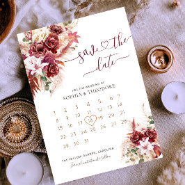 Burgundy & Blush Floral Calendar Spara Datumet
