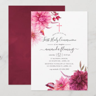 Burgundy & Blush Höst Höst Floral Nattvard Inbjudningar