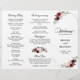 Burgundy Blush Modern Geometric Wedding Program