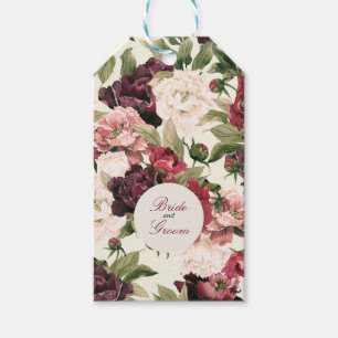 Burgundy & Blush Peonbukett Presentetikett