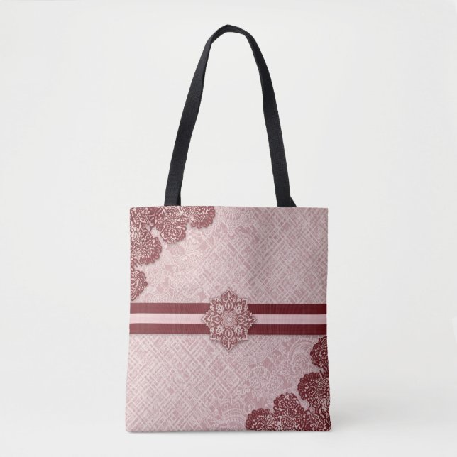Burgundy & blush rosa AI-konst  Tygkasse (Framsida)