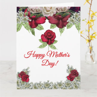 Burgundy Blush Roses Greenery Mother's Day  Kort