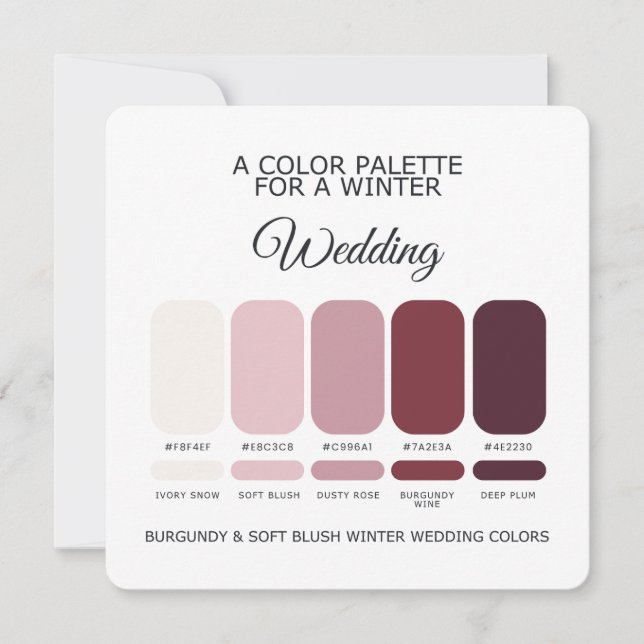 Burgundy Blush Vinter Bröllop Palett 2026 Kort (Framsida)