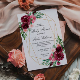 Burgundy Bohemian Blommigt Baby Shower Inbjudningar