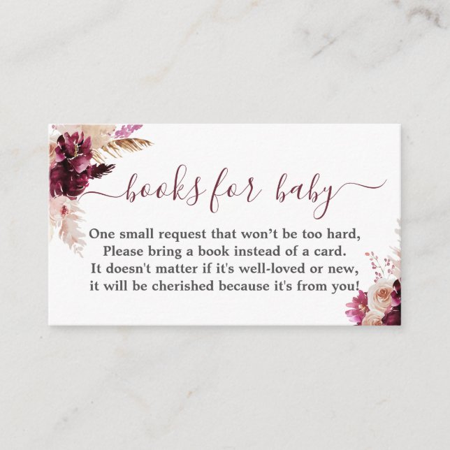 Burgundy Boho-babyduschflicka bok-kort Tilläggskort (Framsida)