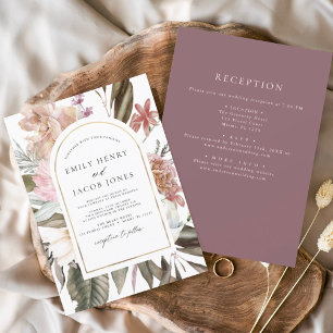 Burgundy Boho Blommigt alla i ett Bröllop Inbjudningar