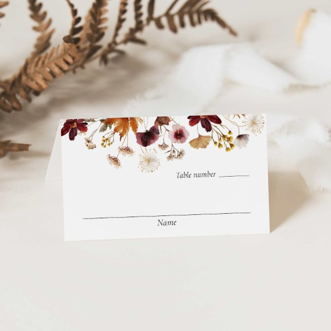 Burgundy Boho Blommigt Bröllop ortkort Placeringskort (Boho Burgundy Floral Wedding Escort Card)