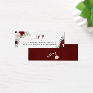 Burgundy Boho Blommigt Bröllop OSA Online Card Litet Visitkort
