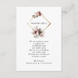 Burgundy Boho Blommigt Bröllop Wishing-brunnskort Tilläggskort
