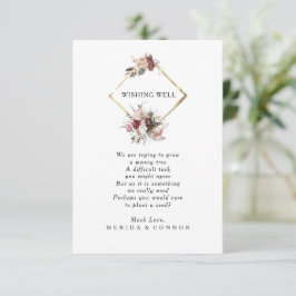 Burgundy Boho Blommigt Bröllop Wishing-brunnskort Tilläggskort