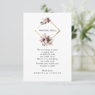 Burgundy Boho Blommigt Bröllop Wishing-brunnskort Tilläggskort
