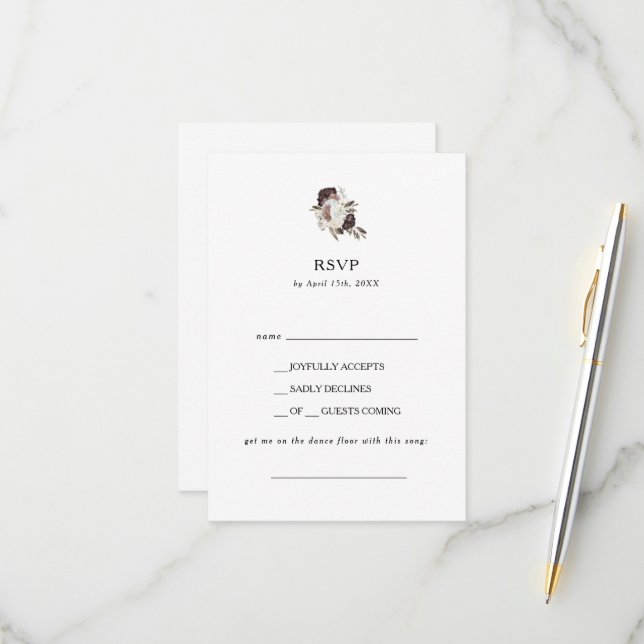 Burgundy Boho Blommigt Sång Request OSA kort (Fram/Back In Situ)