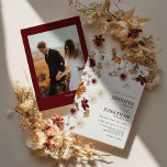 Burgundy Boho Fall Blommigt Fotobröllopsinbjudan Inbjudningar<br><div class="desc">Bohemian Burgundy Blommigtar inbjudan till fotobröllop. Matchande objekt i vår butiks Cava party-design</div>