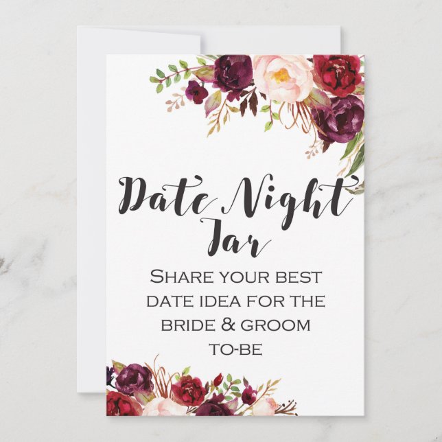 Burgundy Boho Flower Sign 5x7" Inbjudningar (Framsida)