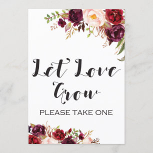 Burgundy Boho Flower Sign 5x7" Inbjudningar